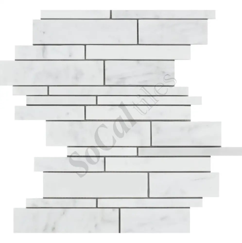 Bianco Carrara White Marble Manhattan Random-Strip Mosaic Wall Tile