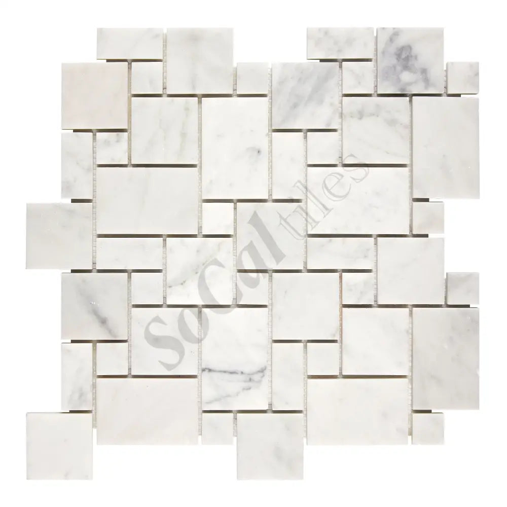 Bianco Carrara White Marble Mini-Versailles Pattern Mosaic Wall Tile