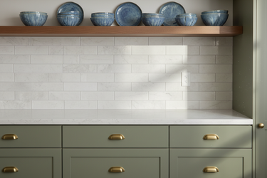 Bianco Congelato 2x8 kitchen backsplash