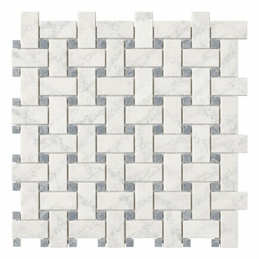 Bianco Congelato Dolomite basketweave with blue-gray dots