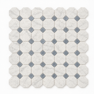 Bianco Congelato Dolomite Mosaic - Octave with Blue-Gray Dots