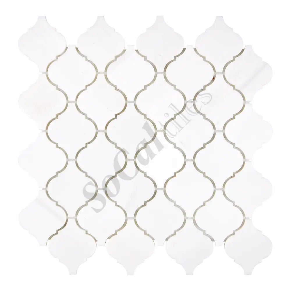 Bianco Dolomite 3’’ Arabesque Lantern Mosaic Polished/Honed Backsplash Tile