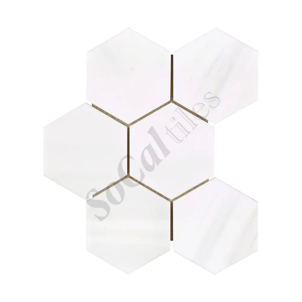 Bianco Dolomite 4’’ X 4’’ Hexagon Mosaic Polished/Honed Backsplash Tile