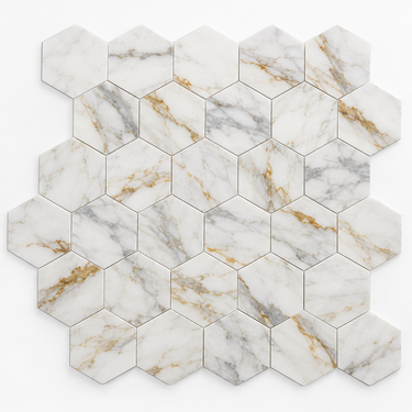 calacatta gold 5in hexagon mosaic