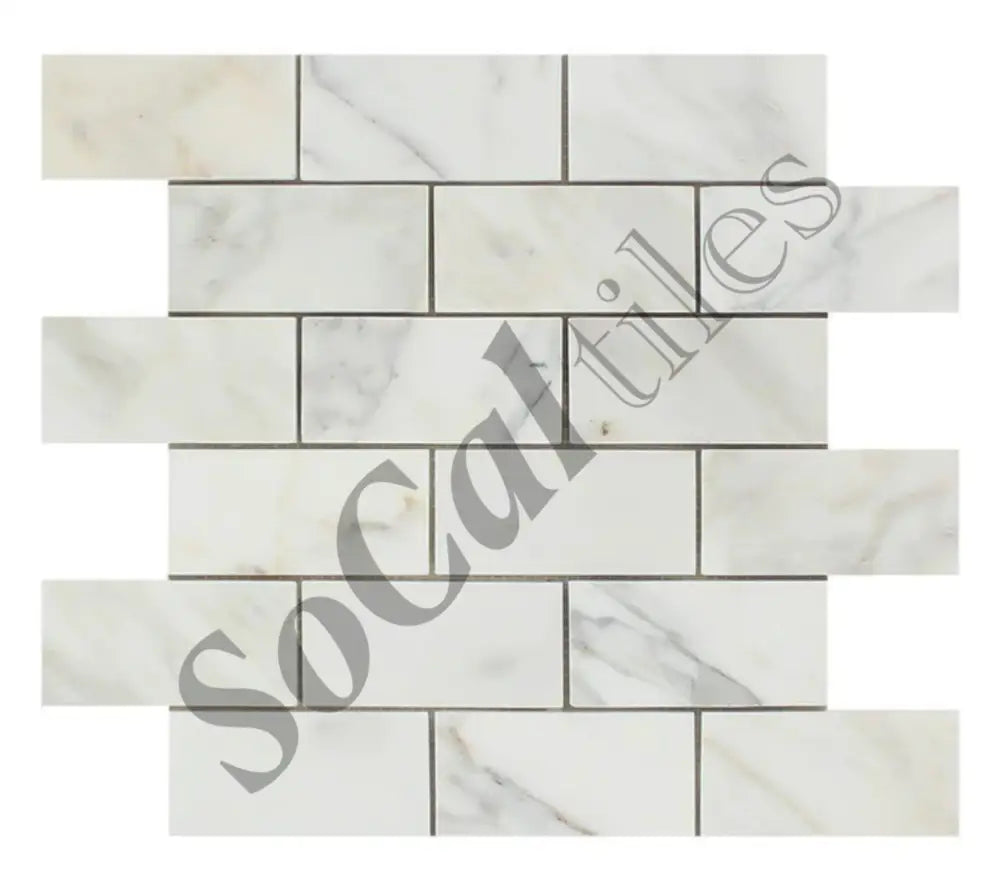 Calacatta Gold Marble 2’’ X 4’’ Brick Mosaic Polished / 1 sheet Wall Tile