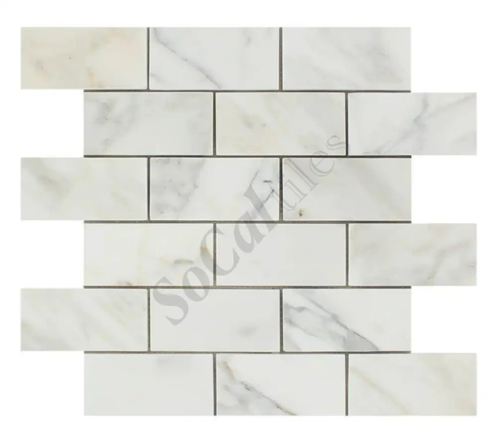 Calacatta Gold Marble 2’’ X 4’’ Brick Mosaic Polished / 1 sheet Wall Tile