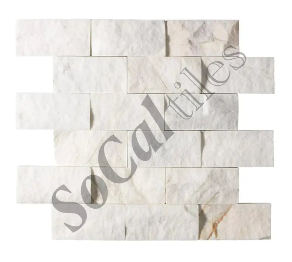 Calacatta Gold Marble 2’’ X 4’’ Brick Mosaic Split-Faced / 1 sheet Wall Tile