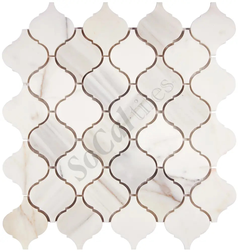 Calacatta Gold Marble 3’’ Arabesque Lantern Mosaic Wall Tile