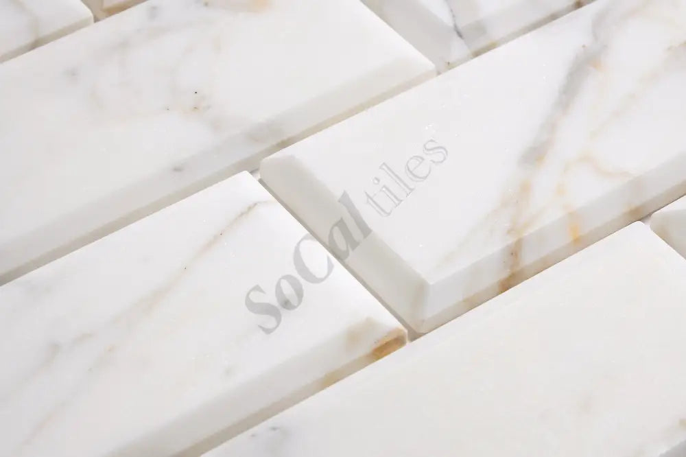 Calacatta Gold Marble 3’’ X 6’’ Tile Deep-Beveled Wall Tile