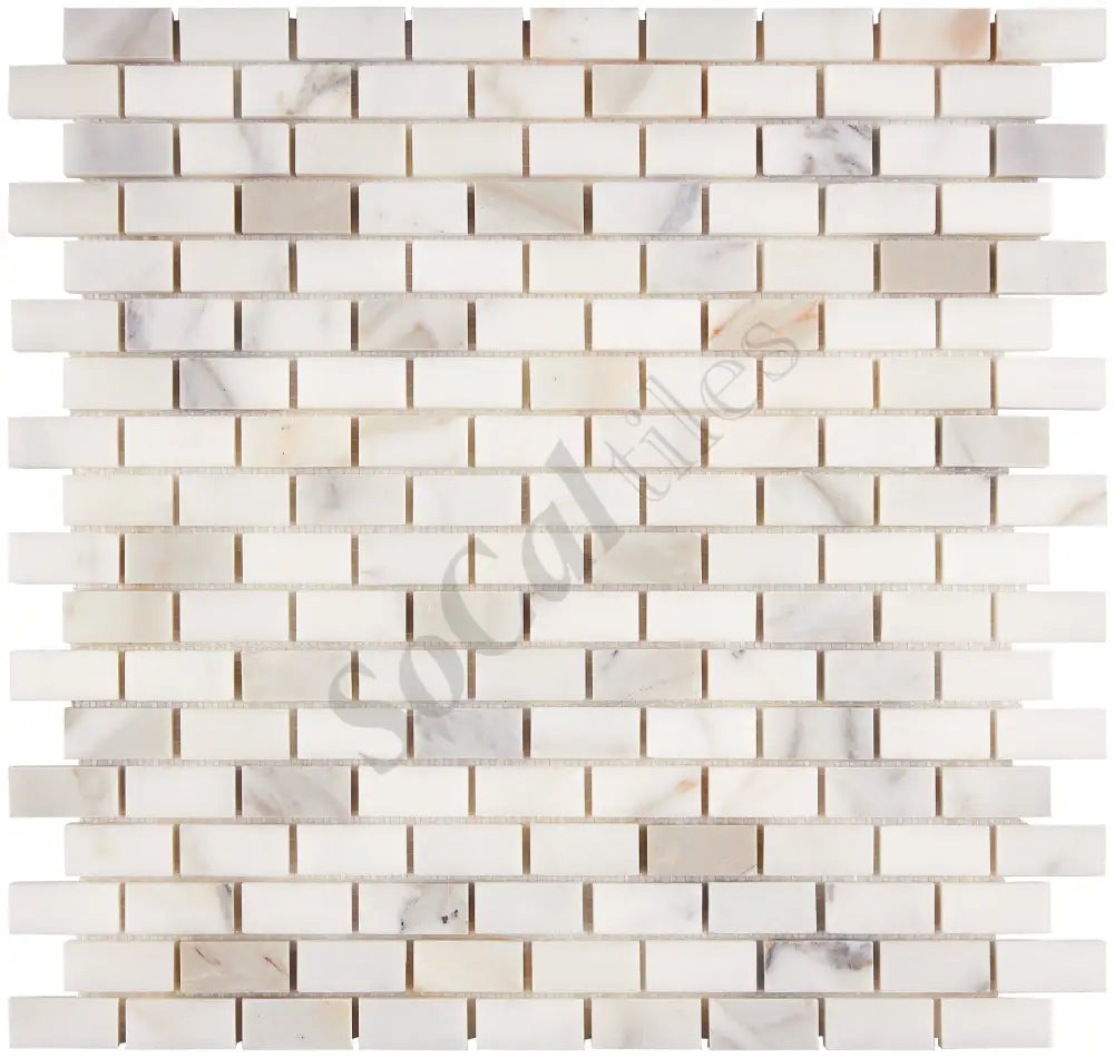 Calacatta Gold Marble 5/8’’ X 1-1/4’’ Mini-Brick Mosaic Wall Tile