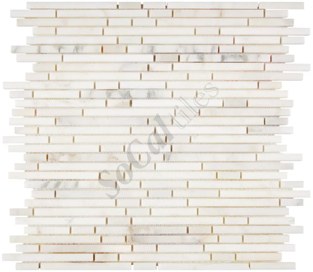 Calacatta Gold Marble Bamboo Sticks 8 mm Random-Strip Mosaic Wall Tile