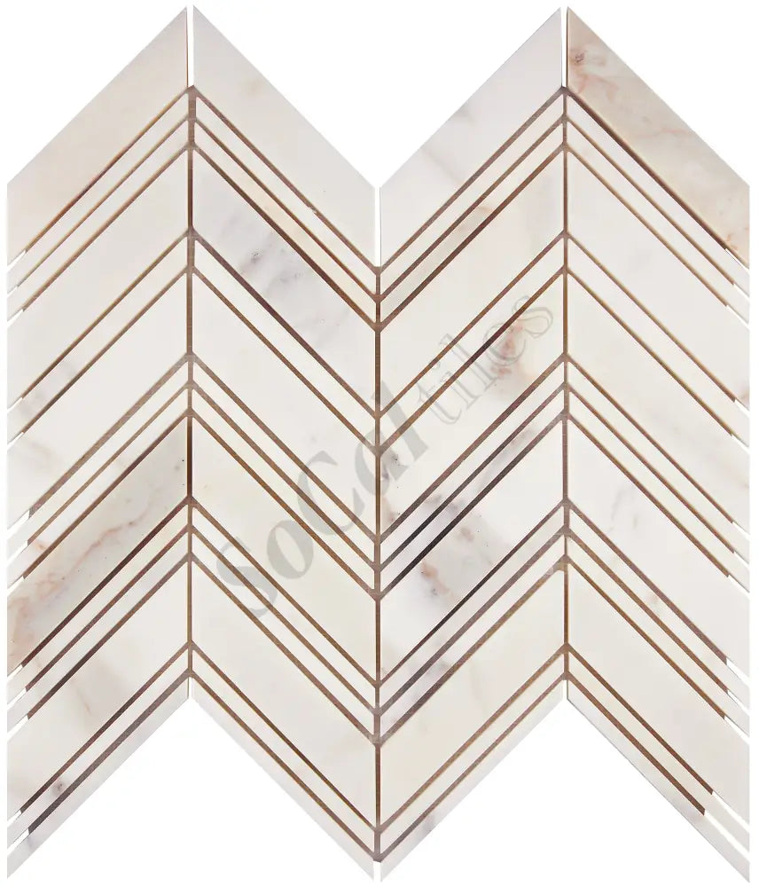 Calacatta Gold Marble Chevron Large Mosaic Wall Tile