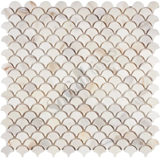 Calacatta Gold Marble FAN (Raindrop) Mosaic Wall Tile