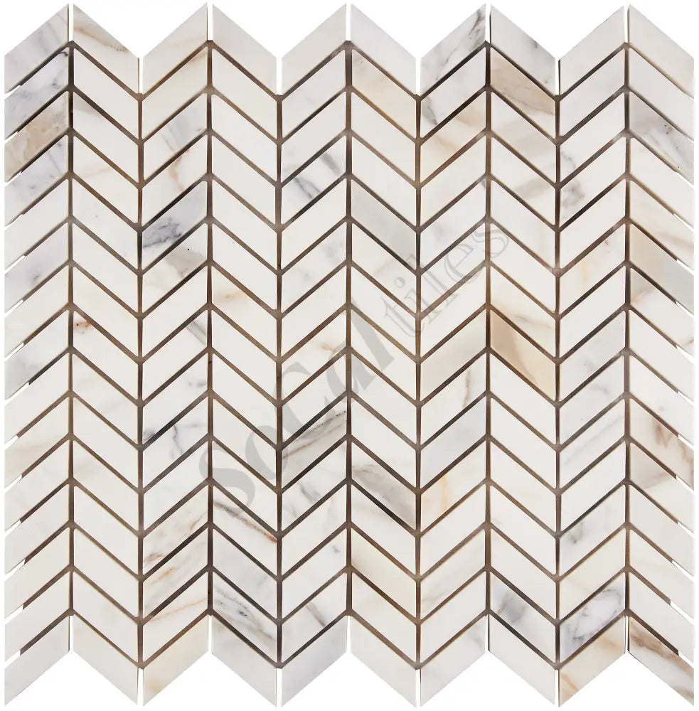 Calacatta Gold Marble Mini-Chevron Mosaic Wall Tile