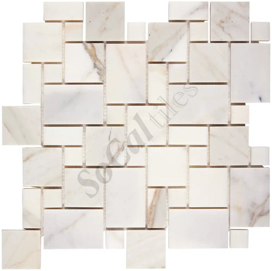 Calacatta Gold Marble Mini-Versailles Pattern Mosaic Wall Tile