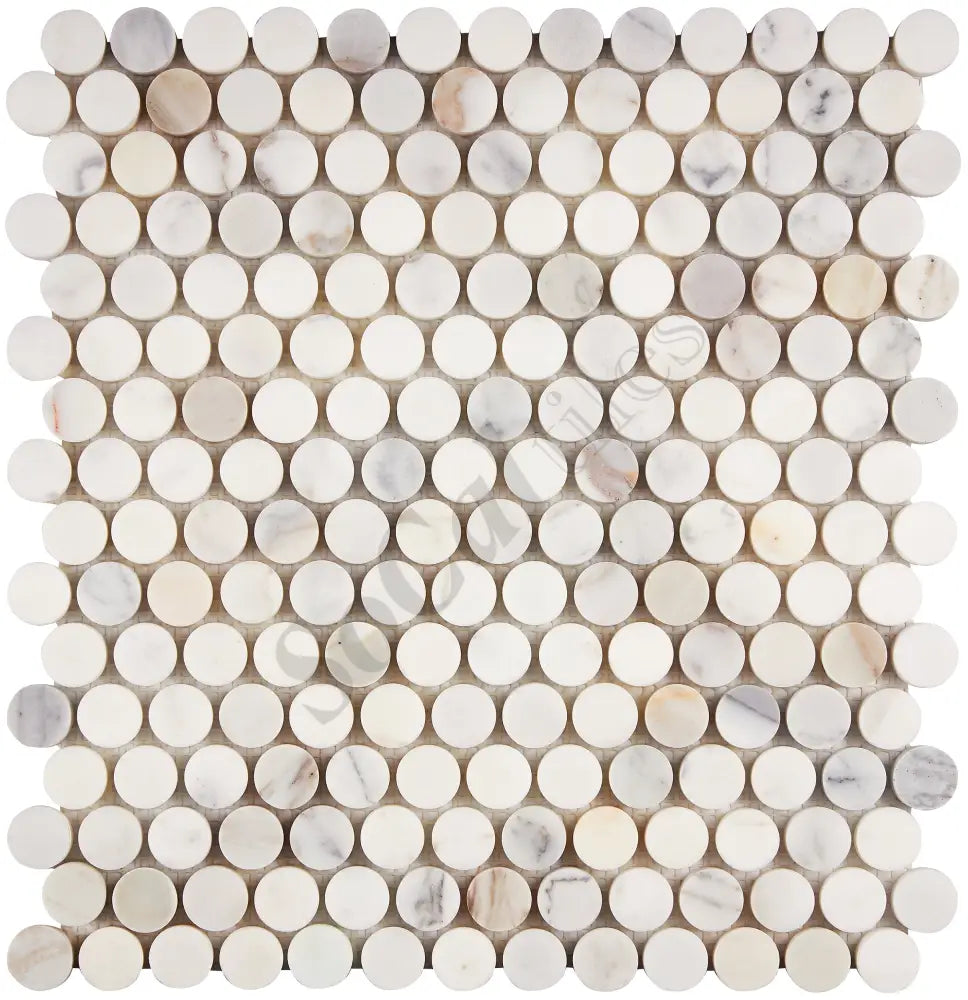 Calacatta Gold Marble Penny-Round Mosaic Wall Tile