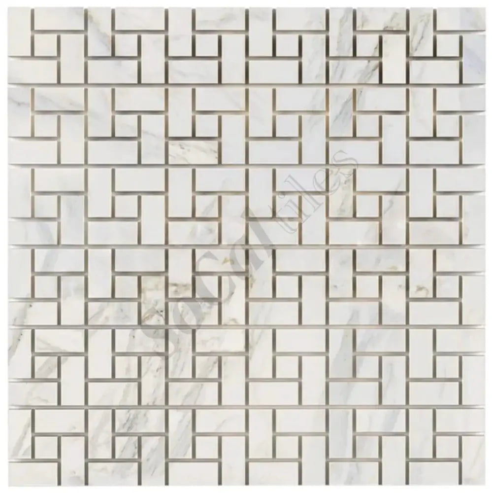 Calacatta Gold Marble Pinwheel Mosaic Wall Tile