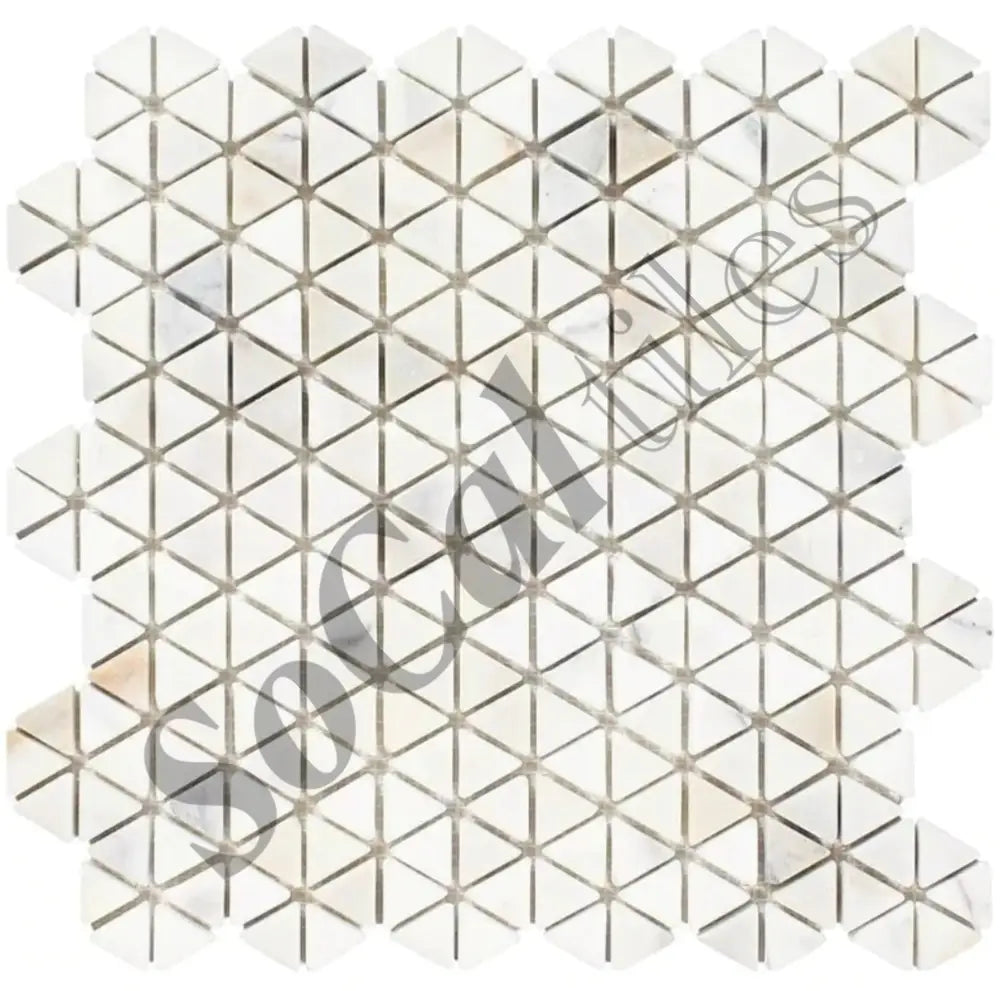 Calacatta Gold Marble Triangular Hexagon Mosaic Tumbled Wall Tile