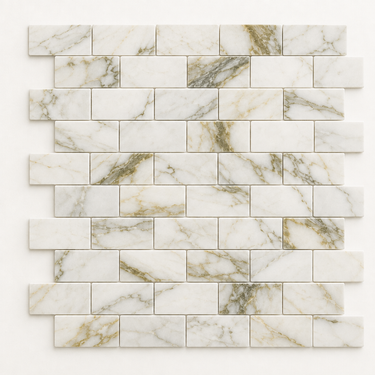 Calacatta Oliva Marble Mosaic - 1x2 Brick