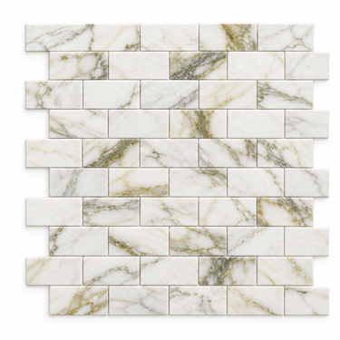Calacatta Oliva Marble Mosaic - 2x4 Brick Deep-Beveled