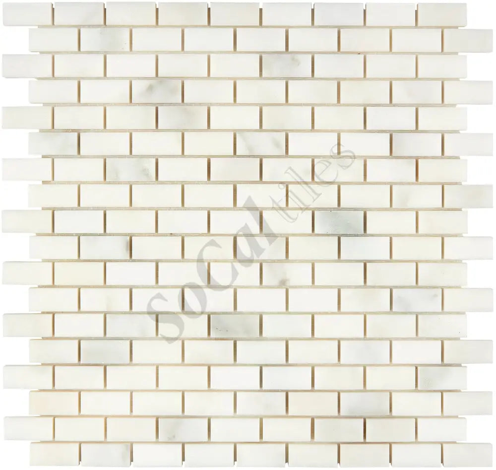 Calacatta Oliva Marble 5/8’’ X 1-1/4’’ Mini-Brick Mosaic Polished/Honed Backsplash Tile
