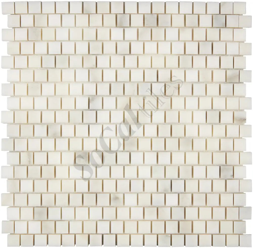 Calacatta Oliva Marble 5/8’’ X 5/8’’ Staggered Mosaic Polished/Honed Backsplash Tile