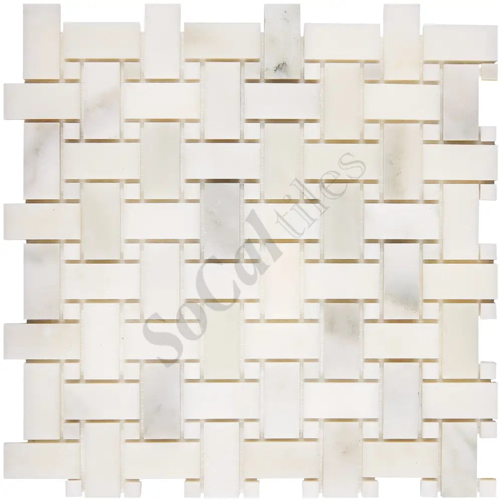 Calacatta Oliva Marble Basketweave Mosaic Polished/Honed Backsplash Tile