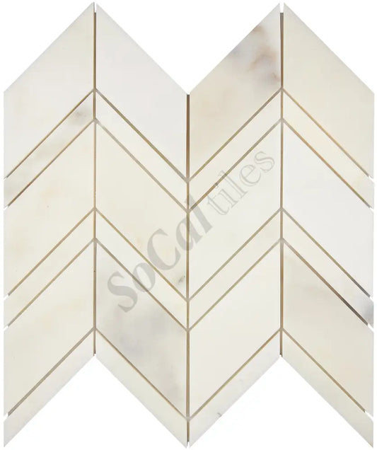 Calacatta Oliva Marble Chevron Mosaic Polished/Honed Backsplash Tile