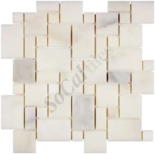 Calacatta Oliva Marble Mini-Versailles Pattern Mosaic Polished/Honed Backsplash Tile