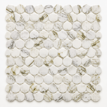 Calacatta Oliva Marble Mosaic - Penny Round