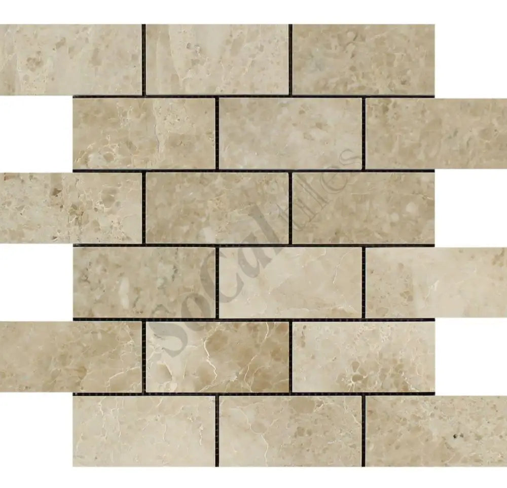 Cappuccino Marble 2’’ X 4’’ Brick Mosaic Backsplash Tile