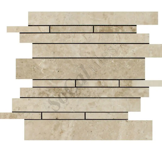 Cappuccino Marble Random-Strip Mosaic Backsplash Tile