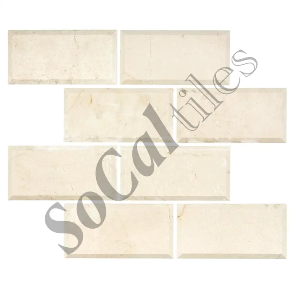 Crema Marfil Marble 3’’ X 6’’ Tile Deep-Beveled Wall Tile