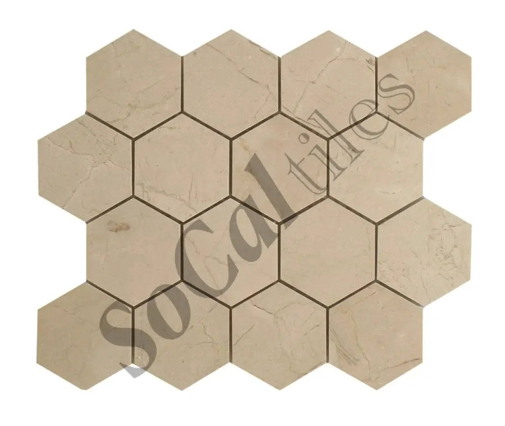 Crema Marfil Marble 3’’ X 3’’ Hexagon Mosaic Backsplash Tile