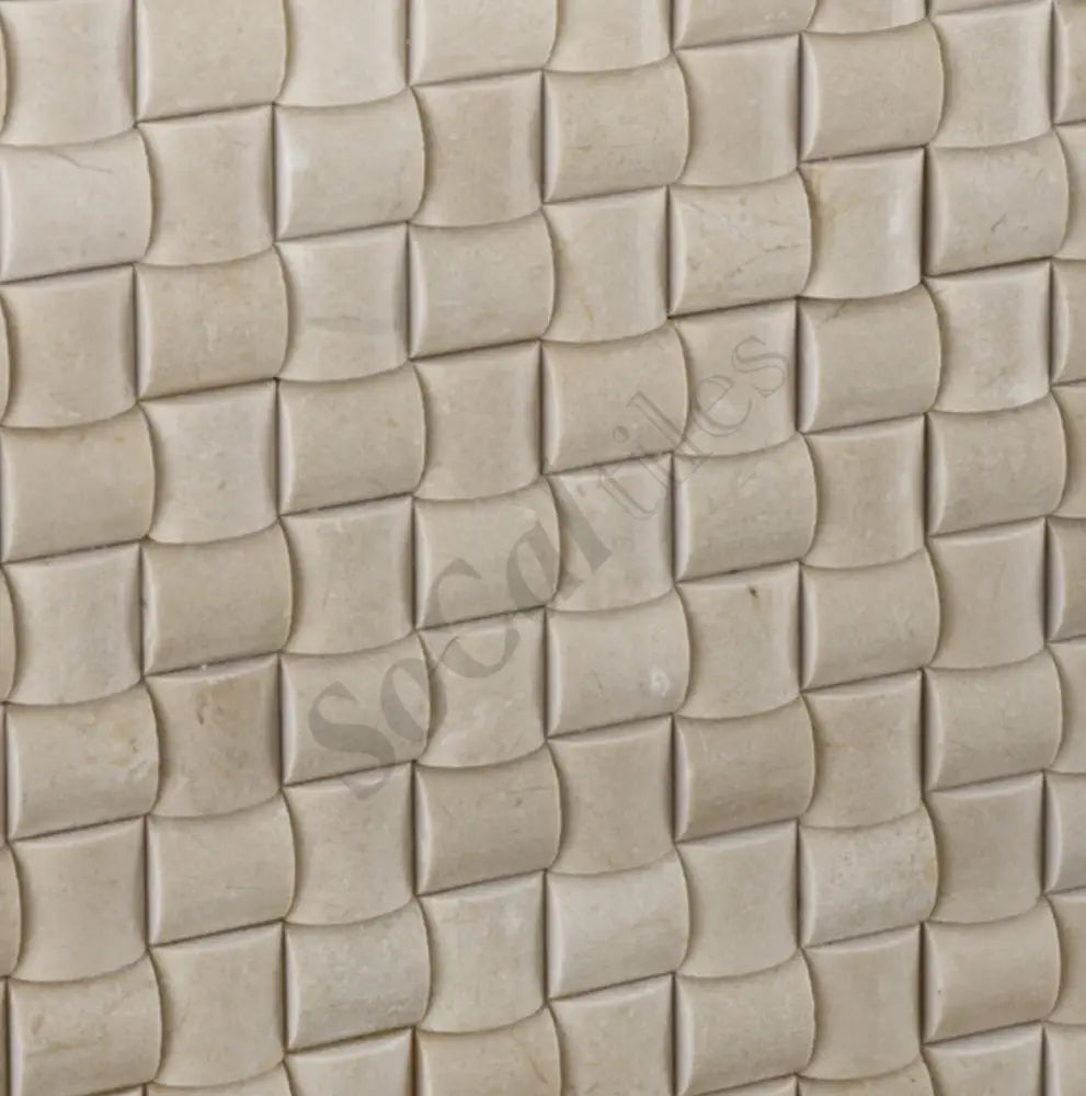 Crema Marfil Marble 3D Small-Bread Mosaic Backsplash Tile