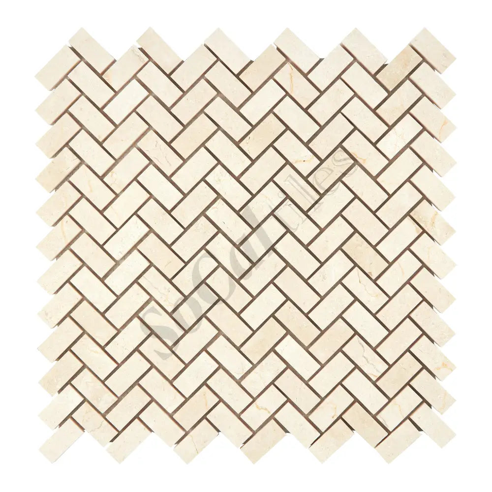 Crema Marfil Marble 5/8’’ X 1-1/4’’ Herringbone Mosaic Polished/Honed Backsplash Tile