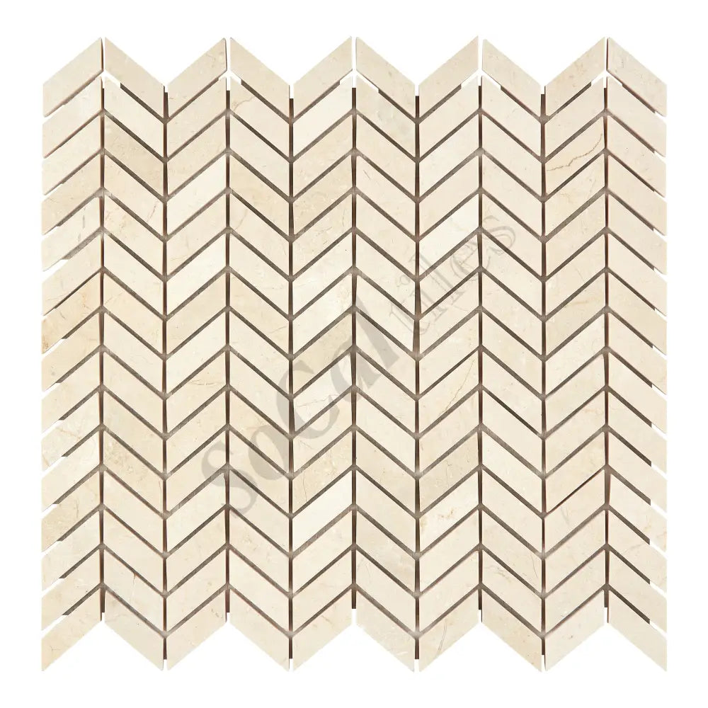 Crema Marfil Marble Chevron Mosaic Polished Backsplash Tile