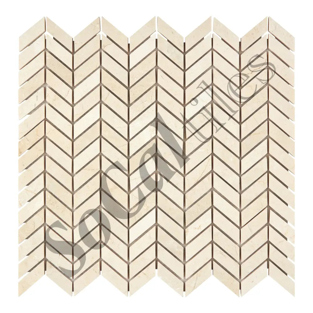 Crema Marfil Marble Chevron Mosaic Polished Backsplash Tile