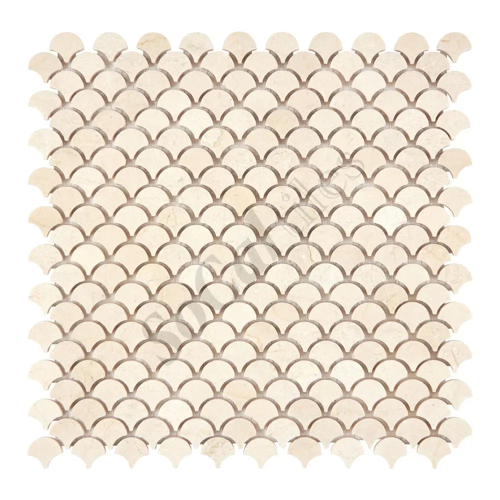 Crema Marfil Marble FAN (Raindrop) Mosaic Polished/Honed Backsplash Tile