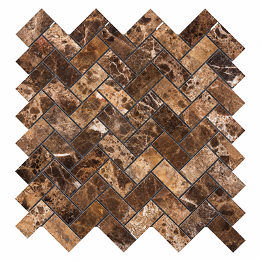 Emperador Dark 1x2 herringbone hero