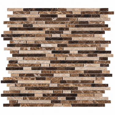 Emperador Dark Marble Mosaic - Bamboo Sticks