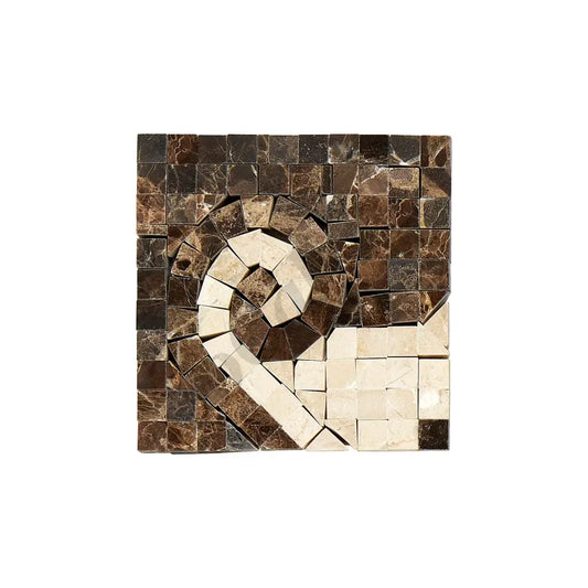Emperador Dark Marble Wave Border CORNER (w/ Crema Marfil) Polished Polished / 1 pcs. Accent & Trim Tile