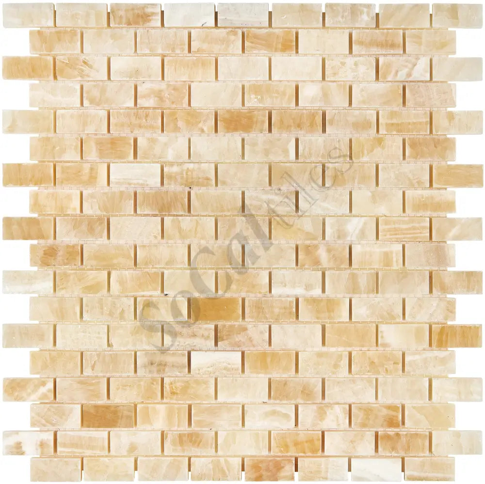 Giallo Crystal Honey Onyx 5/8’’ X 1-1/4’’ Brick Mosaic Polished Backsplash Tile