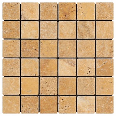 Gold/Yellow Travertine Mosaic - 2x2 Square