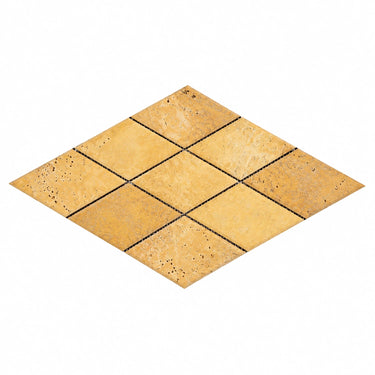 Gold/Yellow Travertine Mosaic - 3x6 Deep-Beveled Diamond