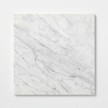 Single 18x18 Bianco Carrara white marble tile with delicate gray veining