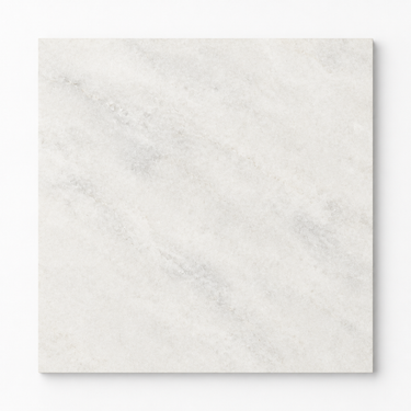 Single square 18x18 Bianco Congelato dolomite tile with pale white color and subtle gray mineral movement