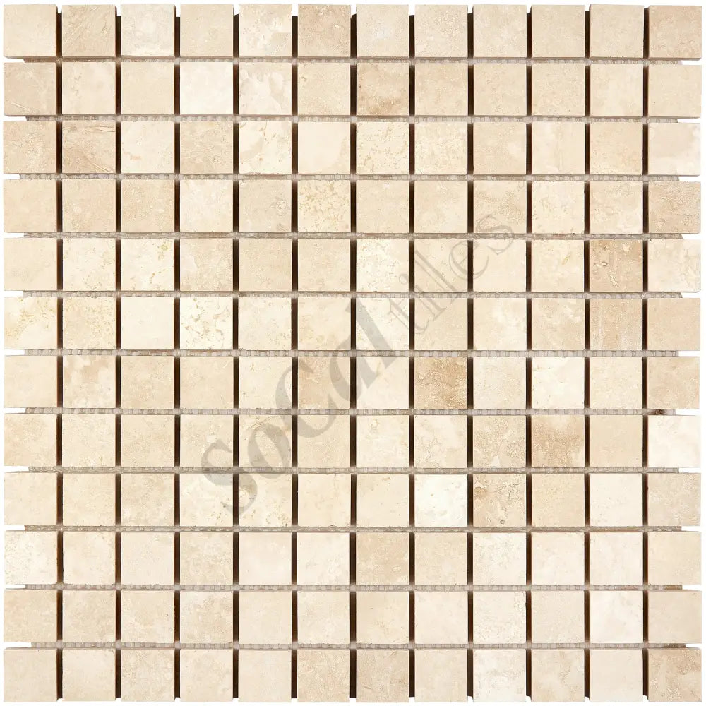Ivory (Light) Travertine 1’’ X 1’’ Mosaic Filled & Honed / 1 sheet Wall Tile