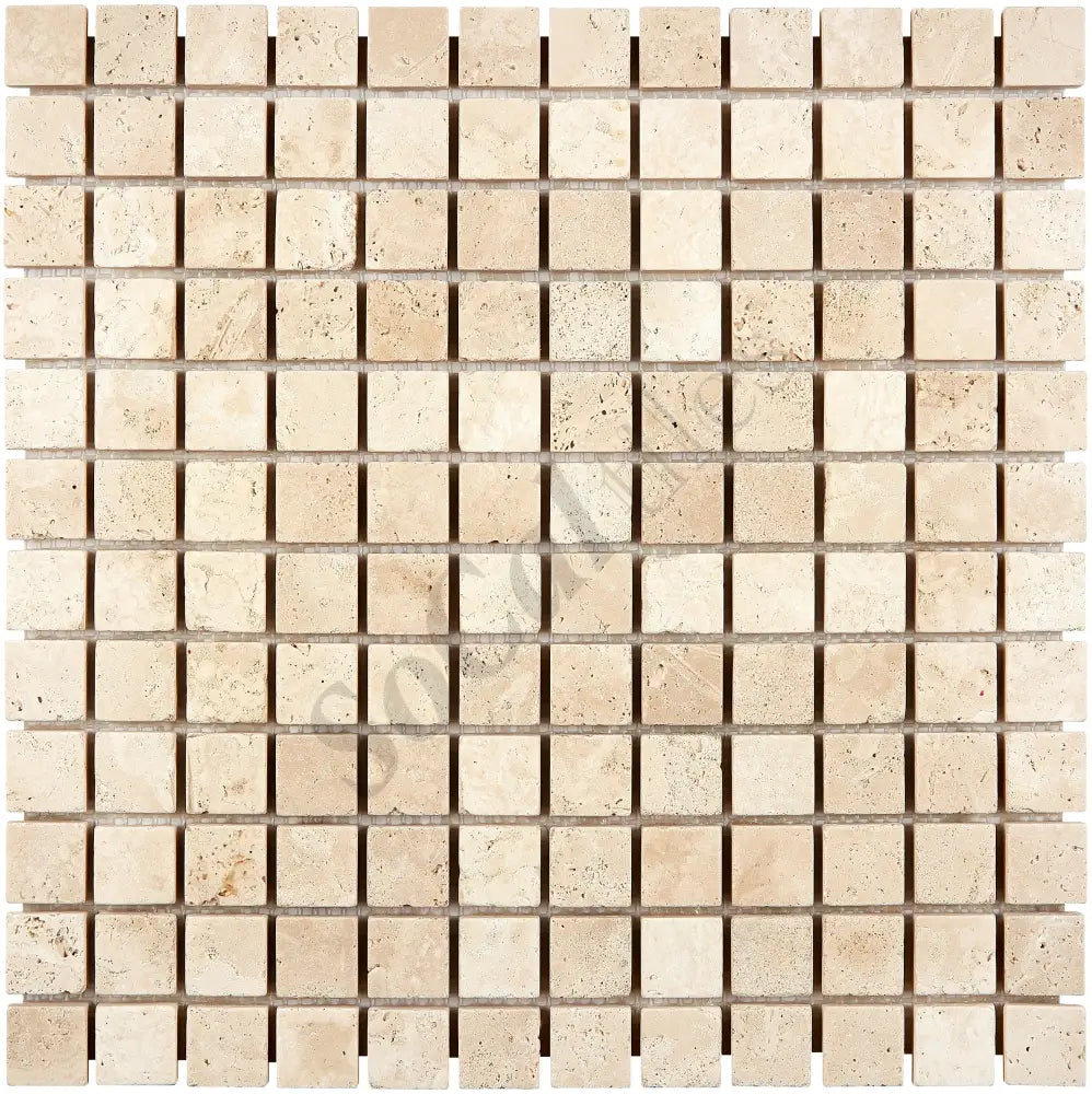 Ivory (Light) Travertine 1’’ X 1’’ Mosaic Tumbled / 1 sheet Wall Tile