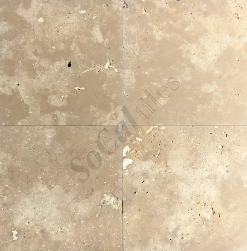 Ivory (Light) Travertine 12’’ X 12’’ Tile - (Cross-cut) Tumbled / 1 sq. ft. Wall Tile